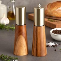 2pcs Salt and Pepper Grinder, Wooden Manual Salt and Pepper Mill, Adjustable Thickness,Suitable For Kitchen, Barbecue