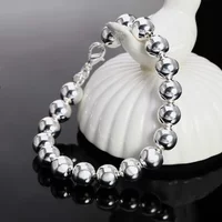 Hot Fashion Brands 925 Sterling Silver Classic 10mm Bead Chain Bracelet For Man Woman Wedding Party Christmas Gifts Fine Jewelry
