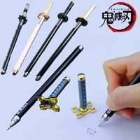 7.8inch Demon Slayer Ballpoint Pen Mitsuri Shinobu Real Katana Signature Ballpoint Pen Anime Accessories Office Supplies Gifts