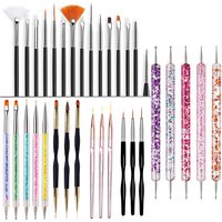 5/20Pcs Nail Art Brush Design Tip Painting Drawing Carving Dotting Pen FlatFan Liner Acrylic Gel UV Polish Manicure Tools