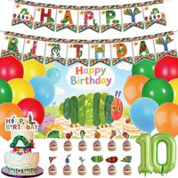 Cartoon The Very Hungry Caterpillar Kid Birthday Party Decoration Background Balloon Set Cake Topper Backdrop Baby Shower Gift