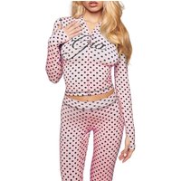 New Spring Fashion Fit High Street Trendy Women's Zipper Hoodie Straight Through Slimming Pants with Polka Dot Print