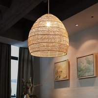 JOYINLED Rattan Woven Pendant Light Irregular Weave Cane Handmade Lamp for Kitchen Island Living Dining Room Dia.25CM