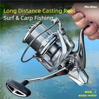 HUIDIAO Long Casting Reel 6+1 Stainless Steel Bearings Large Spinning Reel 4.8:1 Gear Ratio 25KG Max Drag for Big Game Fishing