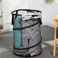 Mesh Laundry Hamper Foldable Large Capacity Collapsible Clothes Storage Basket with Handles