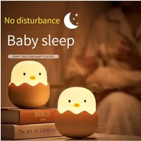 Cartoon Eggshell Night Lamp LED Table Lamp USB Rechargeable Chicken Silicone Pat Nursing Light for KidTumbler Design Night Light