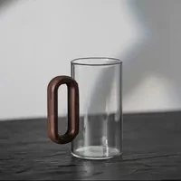 NewGlass Wood Single-layer Cup High Borosilicate Pyrex Tea Cup Large Capacity Drinking Water Coffee Cup