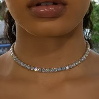 Elegant Sparkling CZ Chain Necklace for Women Light Luxury Stylish Zircon Collarbone Chain Jewelry Gifts