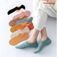 10 Pairs Women Boat Socks Solid Black White Summer Thin Breathable Cotton Girls Silicone Non-slip Low-cut Invisible Socks