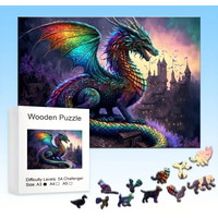Dragon King Wooden Jigsaw Puzzle Art, Unique Animal Shaped Pieces, DIY Leisure Game Fun Toy Gift Suitable Family Friends
