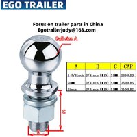 EgoTraile Chrome Hitch Tow Ball 1-7/8 2inch(M19) shank dia.Trailer Hitch Towball parts coupling