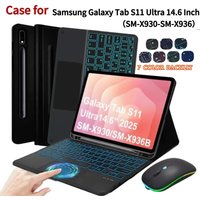 Case for Galaxy Tab S11 Ultra 2025 14.6 Inch , Wireless Keyboard Leather Cover with S Pen Holder for SM-X936B/ SM-X930, Black