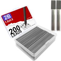 200Pcs Flat Lead 2B 1.8mm Holder Mechanical Pencil Set for Drafting Drawing Art Sketching Calligraphy Marking - School Supplies