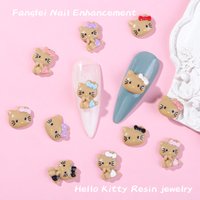 50Pcs/Pack Beach KT Kitty Nail Charms - Cute Cat Resin Nail Art, 3D Press-On Nail Decor for Kawaii Summer Manicures