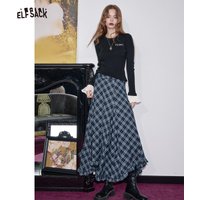 ELFSACK 2025 Autumn New Arrivals Casual Asymmetric Plaid Midi Skirt Irregular Design Long Skirt For Woman