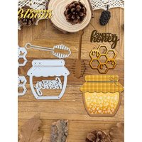 Original Lovely Honey Jar Honeycomb SWEET AS HONEY Words Metal Cutting Dies Scrapbooking Decorative Embossing