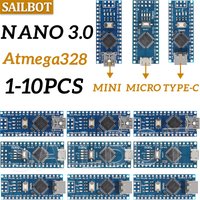 10-1PCS Nano 3.0 Mit dem Bootloader-kompatiblen Controller CH340 USB-Treiber Mini / Typ-C / Micro 16Mhz ATMEGA328P für Arduino