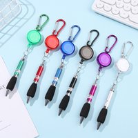 1Pc Metal Retractable Pull Rope Ballpoint Pen Lanyard Key Chain Mountaineering Buckle Stationery Writing Tool School Supplies