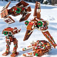 MOC Christmas Gingerbread Space War Little White Goose Series Snowspeeder Model Building Blocks Assembly Festival Party Gifts