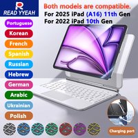 LIRE YYEAH clavier magique pour iPad 11e 10e génération étui 2025 iPad A16 11e 11 "A2696 A3354 A3355 A3356 couverture de livre magnétique intelligente