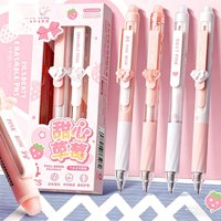 pcs Sweet Strawberry Erasable Gel Pens, 0.5mm Blue Ink ST Nib, Cute Pink Set for Students & Journaling