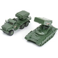 4D Assembling 1/72 Ural Hail Rocket Launcher TOS1 Spitfire Tank Assembling Model Military Toy Car