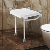 Folding Shower Seat Wall Mounted Bath Chair Shower Stool with Support Feet for Elderly, Pregnant Women, Disabled