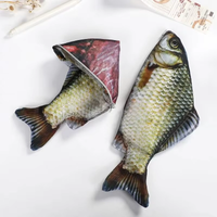 LUSQI Realistic Fish Design Creative Crucian Carp Zipper Pencil Case Multi-Functional Storage Pouch Stationery Coin Organizer