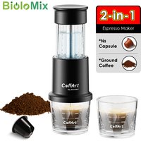 BioloMix 2 In 1 Manual Espresso Coffee Machine Hot/Cold Portable coffee Maker For NS Capsules & Ground Hand Press,hiking Camping
