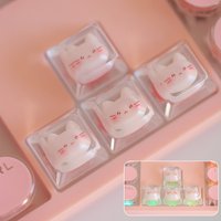 Cute Backlit Cat ESC Keycaps Girl Gift for Cherry MX Switch Game Mechanical Keyboard Key Caps Transparent Handmade Customized
