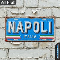2D Flat - 1pc 2D Flat Metal Vintage Aluminum Sign | Napoli, Italy City Sign, 30.23cm x 15.24cm Outdoor Wall Art, Retro Home Deco