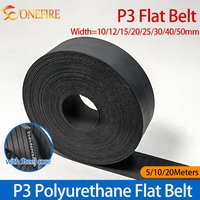 P3-25 Flat Belt Width 10 12 15 20 25 30mm Thickness 3mm Color Black Polyurethane with Steel Core for Fitness Equipment