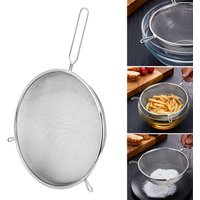 Stainless Steel Flour Filter Screen Handle Soybean Milk Snack French Fries Fine Mesh Strainer Cooking Spoon Double Ear Screen