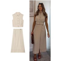TFMLN Women's Skirt Linen Blend Two Piece Set Sleeveless Button Up Shirt Midi Skirt 2026 Summer Ladies Daily Fashion Set