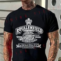 Vintage Classic Royal Enfield Motorcycle Gun Premium Biker Men T-Shirt Moto Cotton Summer O-neck Short Sleeve Fashion Tops Tee