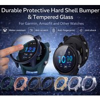 Tempered Glass Case for Garmin Forerunner 165 965 955 255 Screen Protector & Protective Bumper Cover for Garmin 265 265S 255S