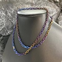 I-souled New Rainbow Titanium Chain Necklace 5.2 MM Industrial Style Jewelry Nice Gift