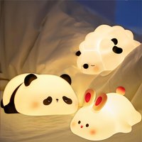 Lampes de nuit LED, mignonnes, en forme de mouton, de panda, de lapin, en silicone, rechargeables par USB, avec minuterie, décoration de chevet, veilleuse pour enfants, bébés, cadeau d'anniversaire