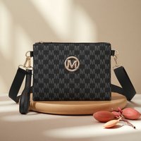 Retro vintage monogram small shoulder bag, versatile trendy crossbody and shoulder bag for women, fashionable solid color clutch