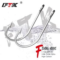 FTK High Carbon Stainless Steel Barbed Carp Fishing Hooks 1-10#50PCS 1/0#-10/0# 25pcs Pack with Fishing Hook Tackle