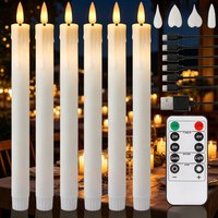 Rechargeable Flameless Timer Remote Taper Candles LED Flickering Dripping Wax Window Tall Candlesticks with USB Charging Cable