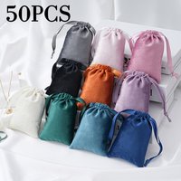 50/10/1pcs Soft Velvet Jewelry Packaging Pouch Drawstring Bags Small Chic Jewellery Packaging Wedding Party Halloween Favors Bag