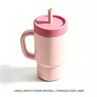 300ml 1PC Colorblock Sports Water Bottle, Fashion Sport Shape Cup, Stainless Steel Inner Cup With Soft Silicone Straw Portable