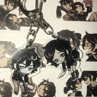 Game The Coffin of Andy and Leyley Cosplay Keychain Keyring Kawaii Acrylic 2Pcs/set Key Chain Bag Accessories Ornament Prop