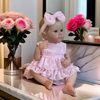 JOYORA Realistic Rebirth Doll Pink Dress Fashion Doll High Quality Soft Vinyl 3D Skin Baby Doll Cute Children Playmate Gift Toy