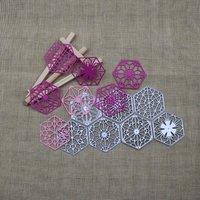 7 Pcs/set Metal Cutting Dies Scrapbooking Silvery Hexagon flowers Frame Embossing Christmas Die Cut Stencil Cards Making