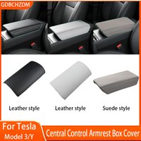 For Tesla 2017-2025 Model 3 Y Armrest Protector Box Cover Leather/Suede Center Console Armrest Cover Accessories