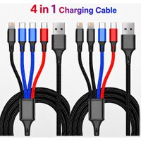 4 in 1 USB C Fast Charging Cable 3 in 1 Type C Micro USB Charger Cord for iPhone Samsung Xiaomi Huawei Nylon Braided Phone Cable