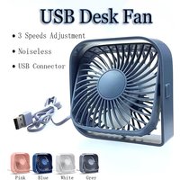 USB Mini Desk Fan, 3 Speeds Quiet Personal Fan, Portable Small Table Fan with USB Plug, Noiseless Desktop Fan for Home Office Be