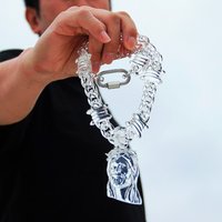 Hiphop Big Clear Acrylic Jesus Piece Pendant Necklace for Women Men New Statement Spike Chain Necklace Rock Party Jewelry Gifts